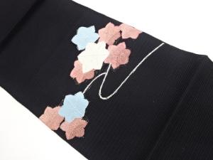 絽綴れ　紅葉模様織り出し名古屋帯